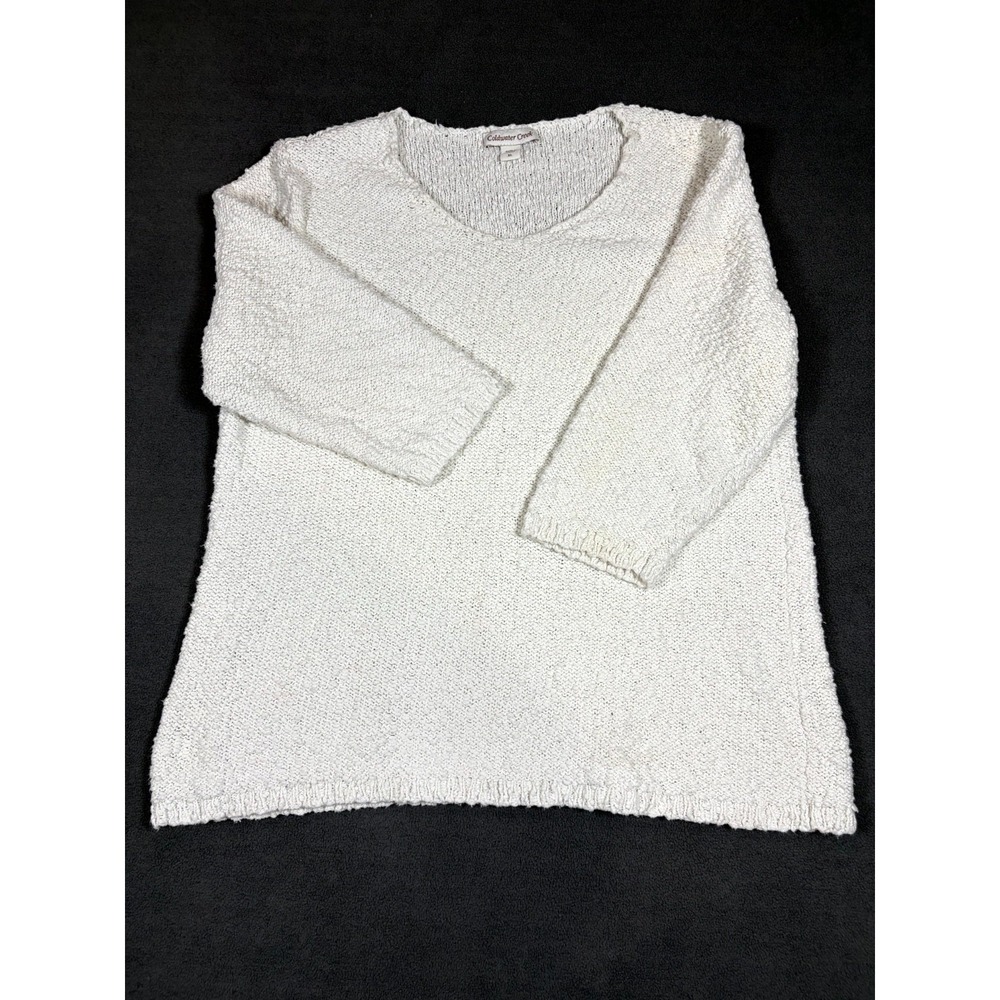 Coldwater Creek Sweater Womens XL White Textured Knit 3/4 Sleeve Warm Winter